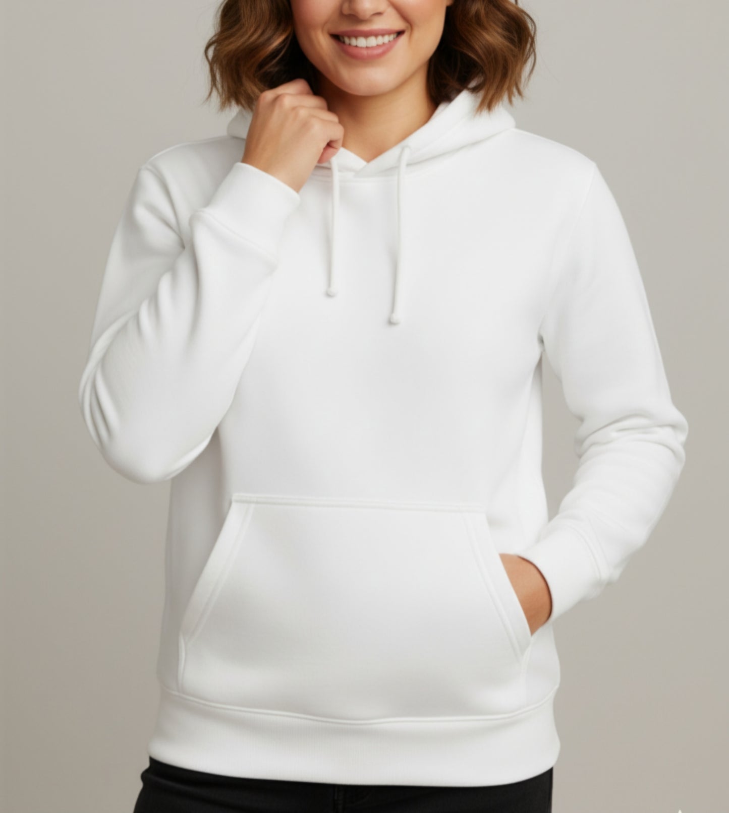 Beyaz Kapüşonlu Hoodie Sweatshirt | 3 İplik, Kalın Kumaş, Kışlık, Şardonlu Yapı | Regular Fit | Unisex Model