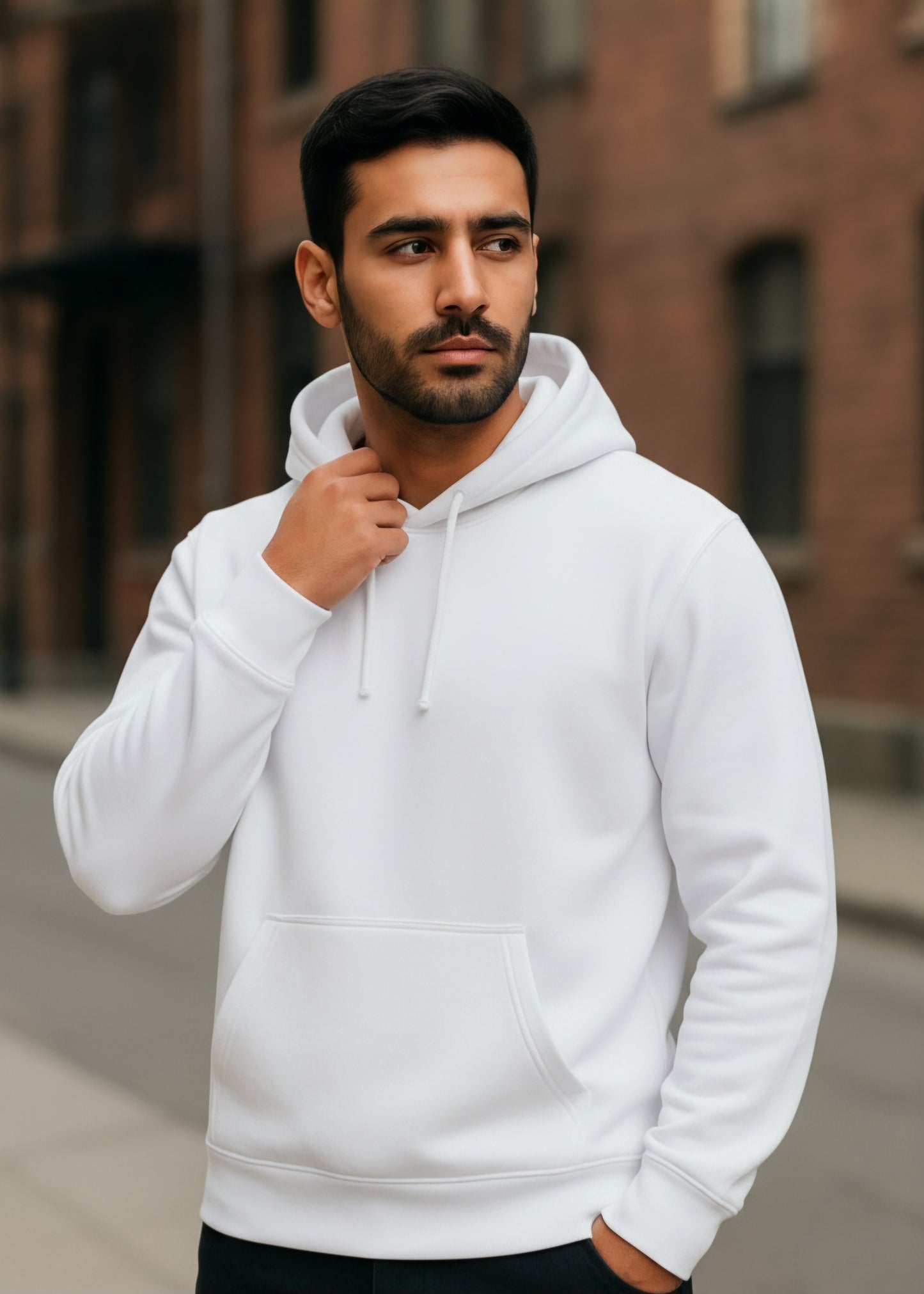 Beyaz Kapüşonlu Hoodie Sweatshirt | 3 İplik, Kalın Kumaş, Kışlık, Şardonlu Yapı | Regular Fit | Unisex Model