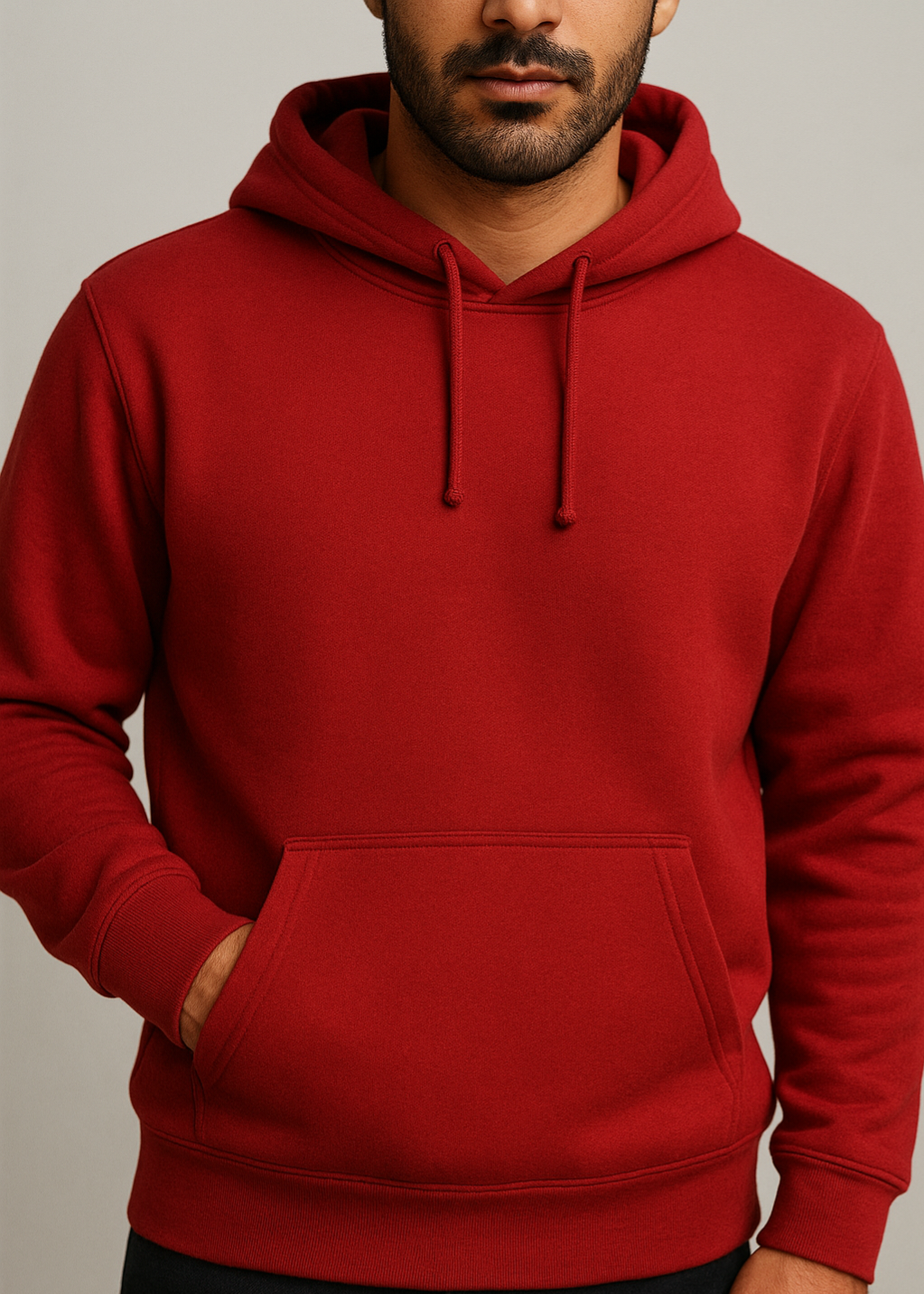Kırmızı Kapüşonlu Hoodie Sweatshirt | 2 İplik, Rahat Kumaş, Şardonlu Yapı | Regular Fit | Unisex Model
