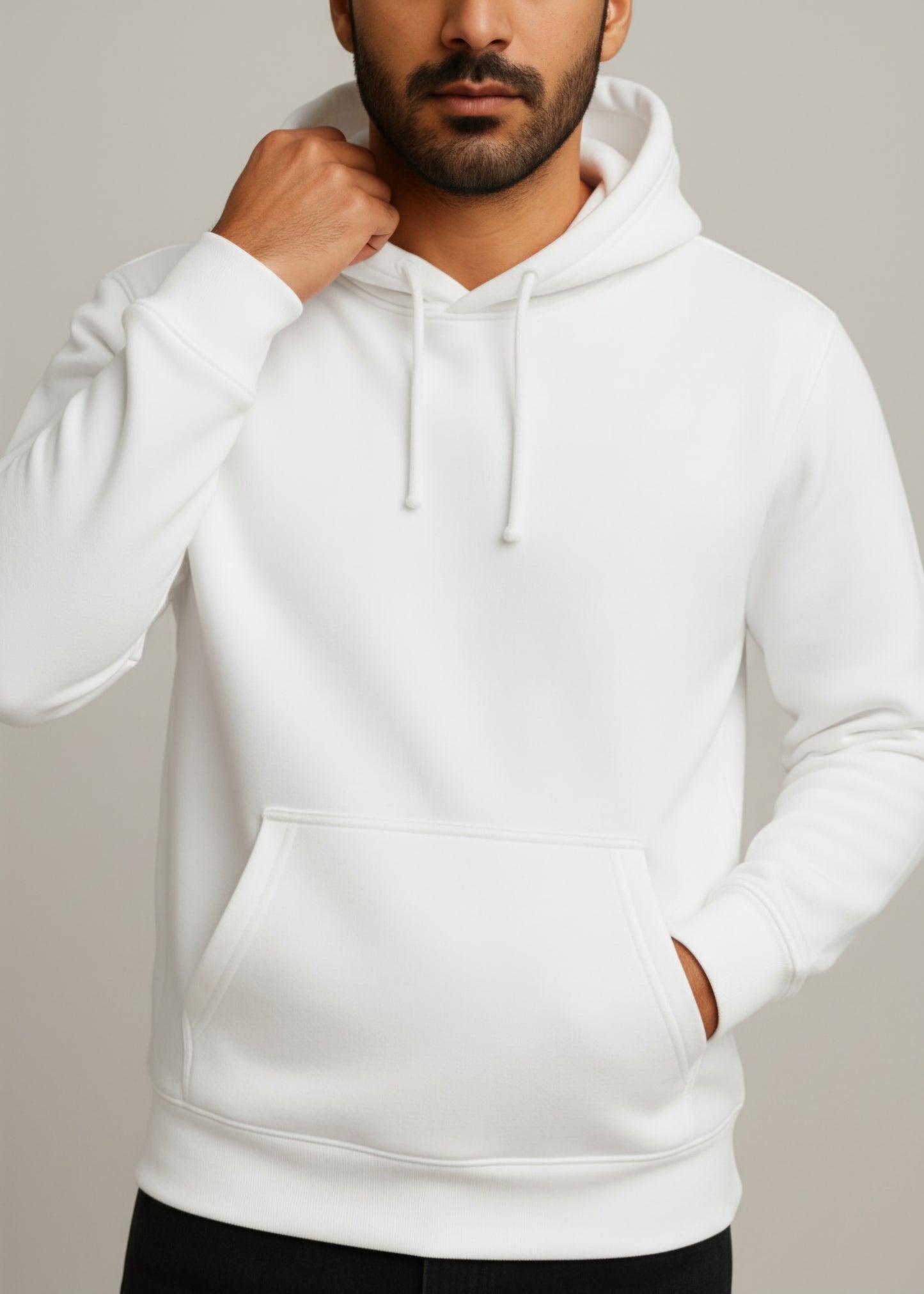 Beyaz Kapüşonlu Hoodie Sweatshirt | 3 İplik, Kalın Kumaş, Kışlık, Şardonlu Yapı | Regular Fit | Unisex Model