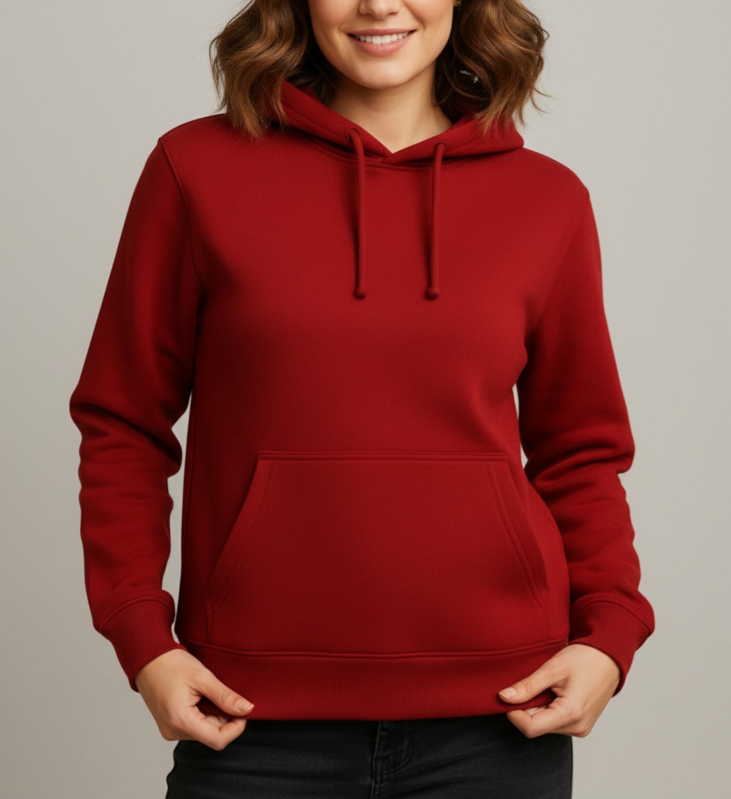 Kırmızı Kapüşonlu Hoodie Sweatshirt | 2 İplik, Rahat Kumaş, Şardonlu Yapı | Regular Fit | Unisex Model